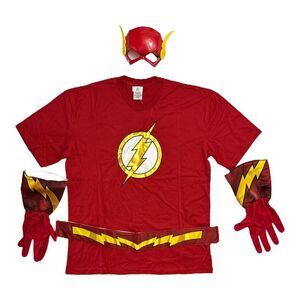 The Flash - The Flash Men's Short Sleeve T-Shirt, Belt, Gloves & Mask Costume Se